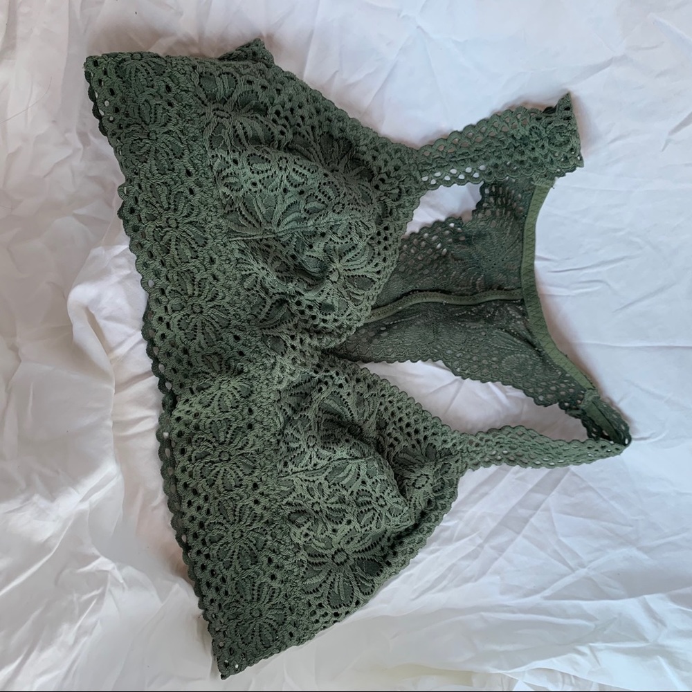 sage green lace bralette